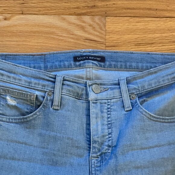Lucky Brand Ava Jeans Women's Size 8/29A Mid Rise Crop Blue Denim Distressed - Picture 3 of 8